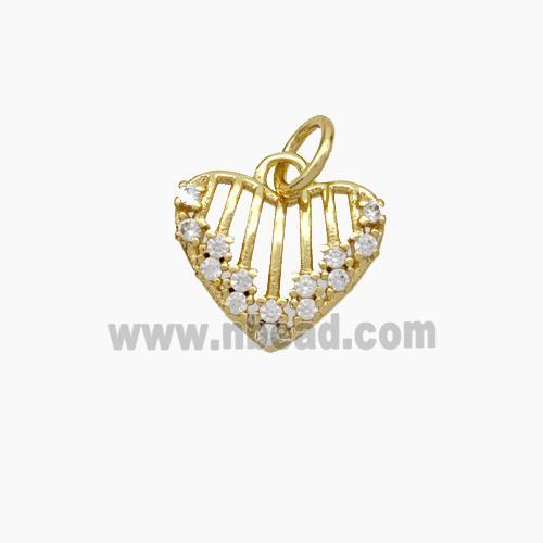 Copper Heart Pendant Micropave Zirconia Gold Plated