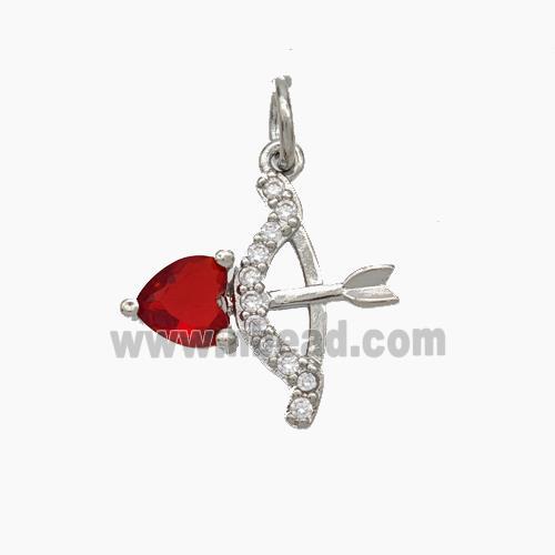 Copper Cupid-Arrow Pendant Pave Zirconia Platinum Plated