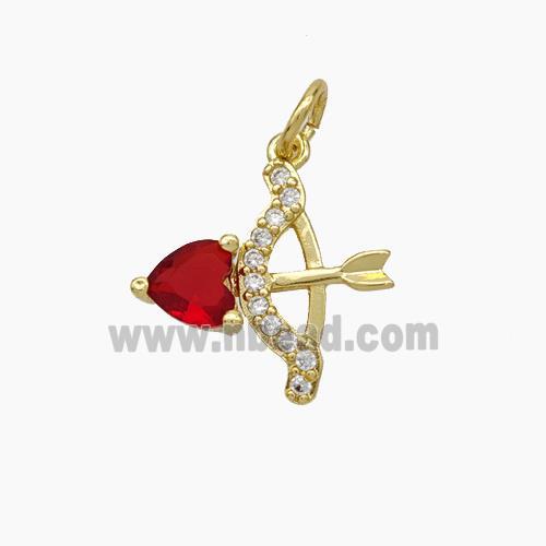 Copper Cupid-Arrow Pendant Pave Zirconia Gold Plated