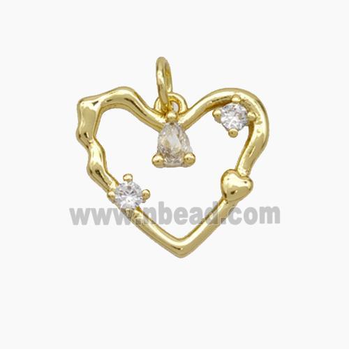 Copper Heart Pendant Pave Zirconia Gold Plated