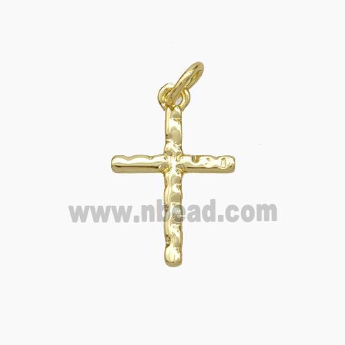 Copper Cross Pendant Hammered Gold Plated