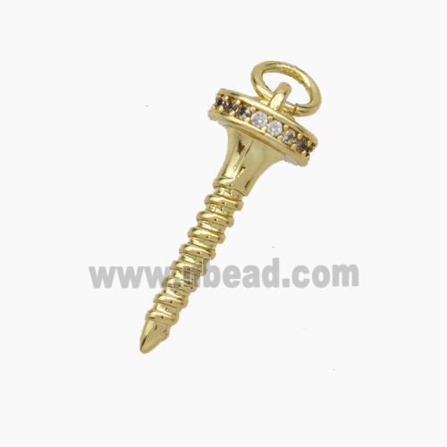 Copper Nail Pendant Pave Zirconia Gold Plated