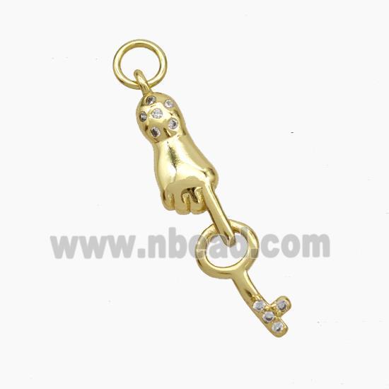 Copper Hand Key Pendant Gold Plated