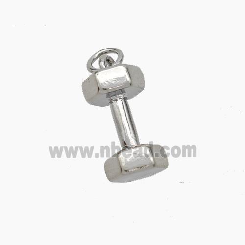 Dumbbell Charms Copper Pendant Sport Platinum Plated