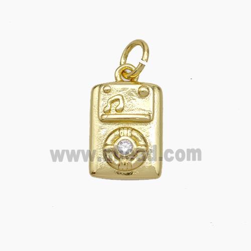 Copper Phone Charms Pendant Pave Zirconia Gold Plated