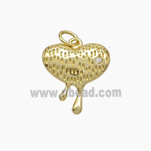 Copper Heart Pendant Pave Zirconia Gold Plated