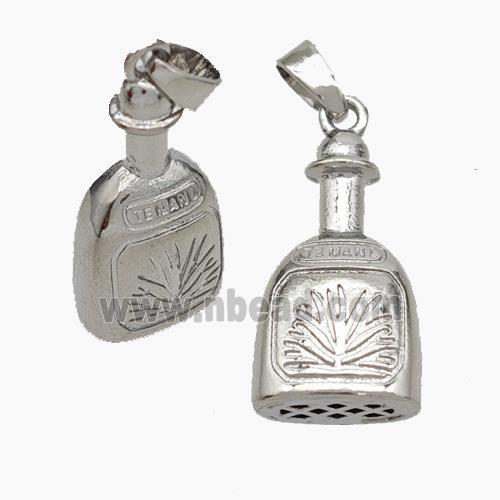 Copper Bottle Pendant Platinum Plated