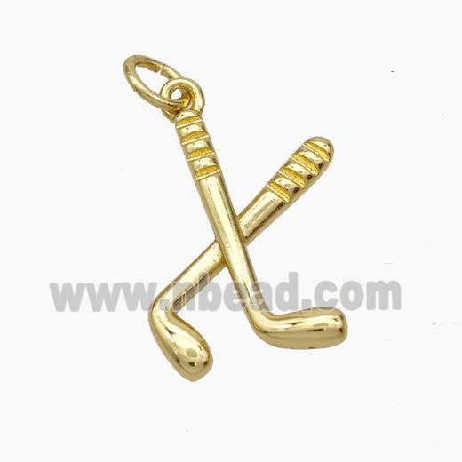 Golf Racket Charms Copper Pendant Gold Plated