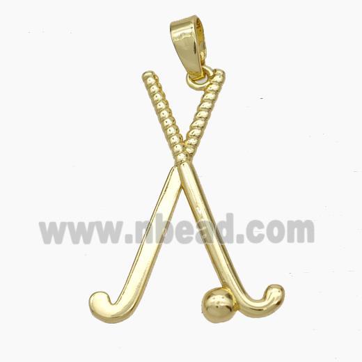 Golf Racket Charms Copper Pendant Sports Gold Plated