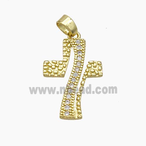 Copper Cross Pendant Pave Zirconia Gold Plated