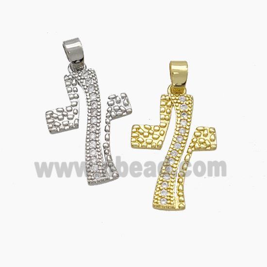 Copper Cross Pendant Pave Zirconia Mixed