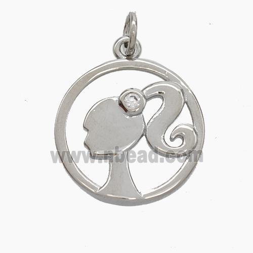 Copper Beauty Pendant Pave Zirconia Girls Platinum Plated