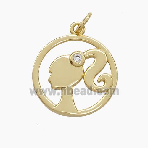 Copper Beauty Pendant Pave Zirconia Girls Gold Plated