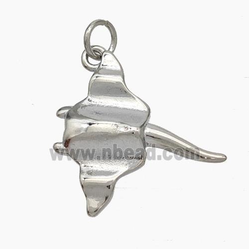 Copper Ocean Manta Ray Pendant Platinum Plated