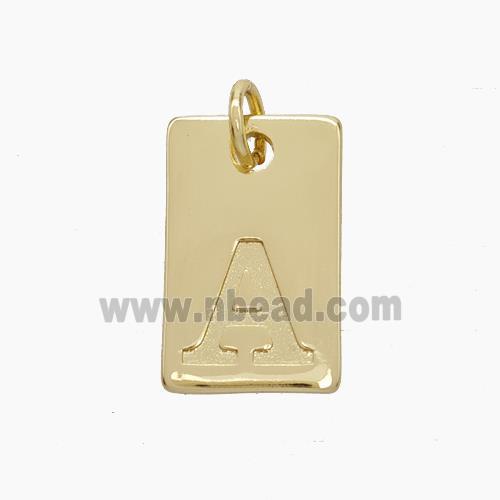 Copper Card Pendant Letter-A Gold Plated