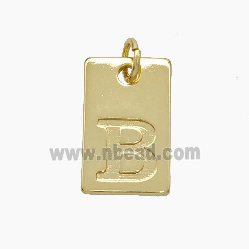 Copper Card Pendant Letter-B Gold Plated