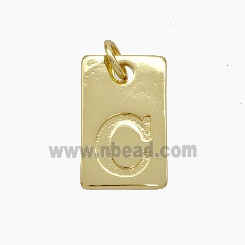 Copper Card Pendant Letter-C Gold Plated