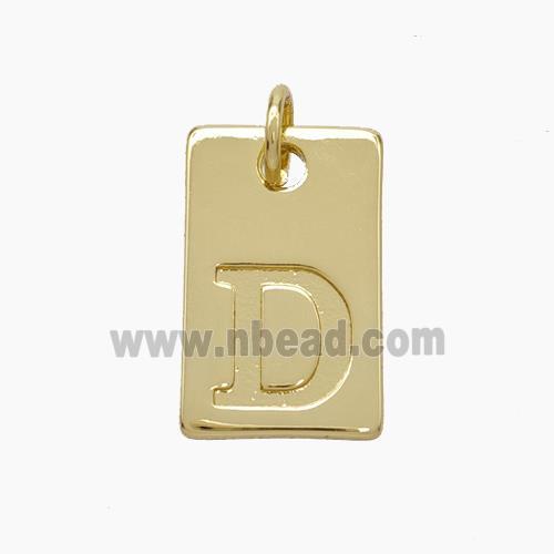 Copper Card Pendant Letter-D Gold Plated