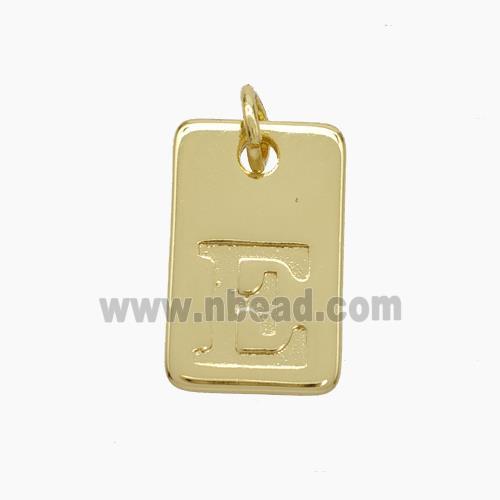 Copper Card Pendant Letter-E Gold Plated