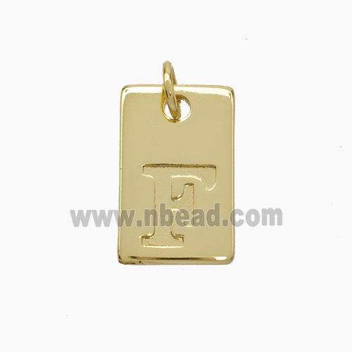 Copper Card Pendant Letter-F Gold Plated