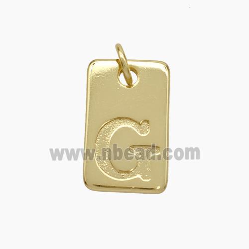 Copper Card Pendant Letter-G Gold Plated