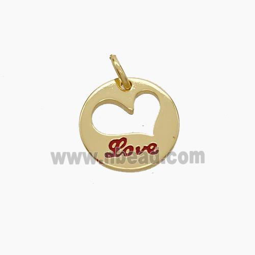 Copper Heart Pendant Enamel Love Gold Plated