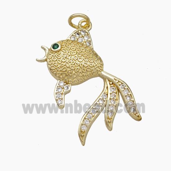 Copper Fish Pendant Pave Zirconia Gold Plated