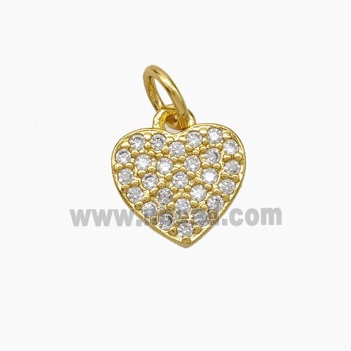 Copper Heart Pendant Pave Zirconia Gold Plated