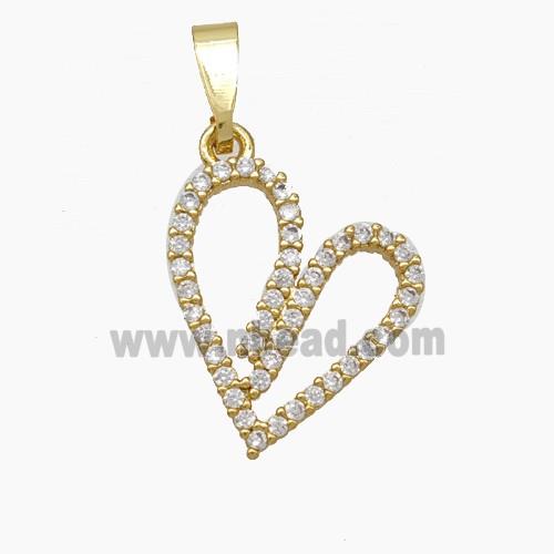 Copper Heart Pendant Pave Zirconia Gold Plated