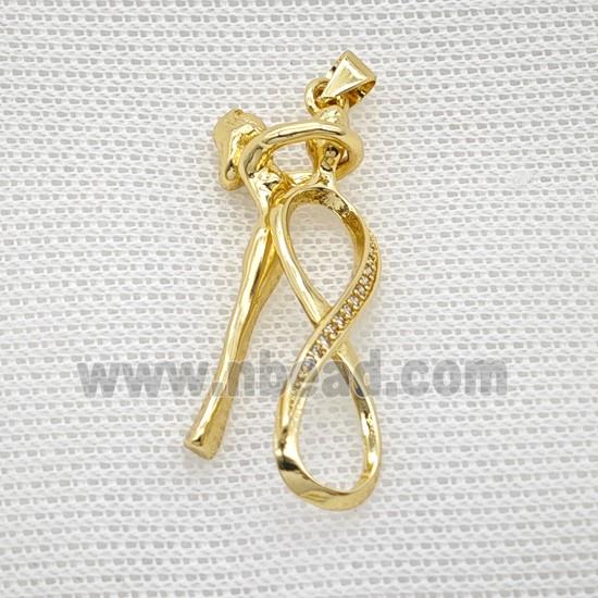 Copper Dancer Girls Pendant Pave Zirconia Infinity Gold Plated