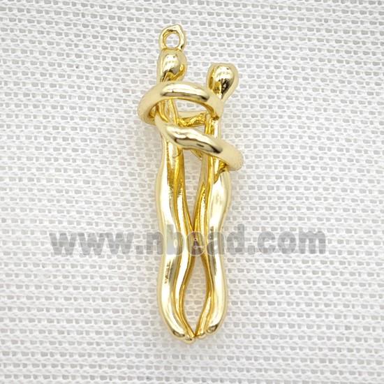 Copper pendant pave zircon, Gold Plated