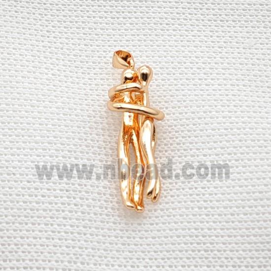 Copper pendant pave zircon, Gold Plated