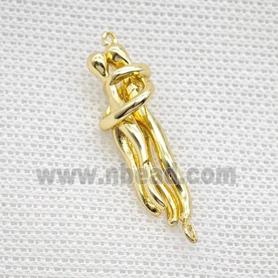 Copper pendant pave zircon, Gold Plated