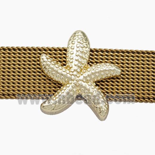 Copper Watchband Beads Starfish Flat Hole Gold Plated