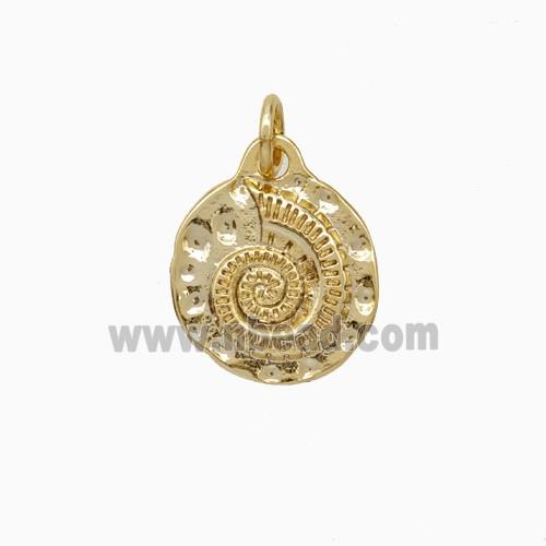 Spiral Shell Charms Copper Pendant Gold Plated