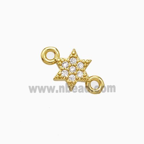 Copper Star Connector Pave Zirconia Gold Plated