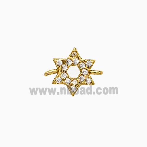 Copper Star Connector Pave Zirconia Gold Plated