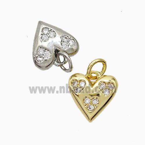 Copper Heart Pendant Pave Zirconia Mixed