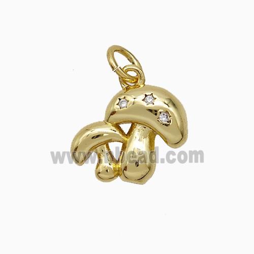 Copper Muchroom Pave Zirconia Gold Plated