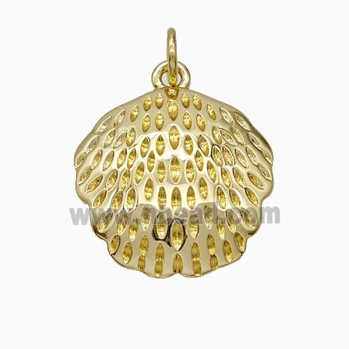 Scallop Shell Charms Copper Pendant Gold Plated