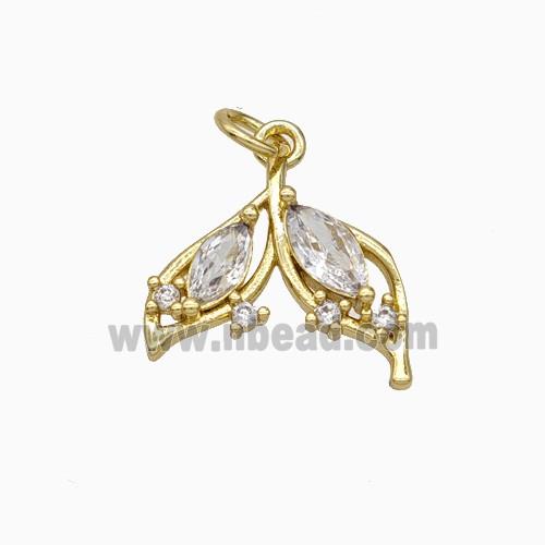 Copper Leaf Pendant Pave Zirconia Gold Plated