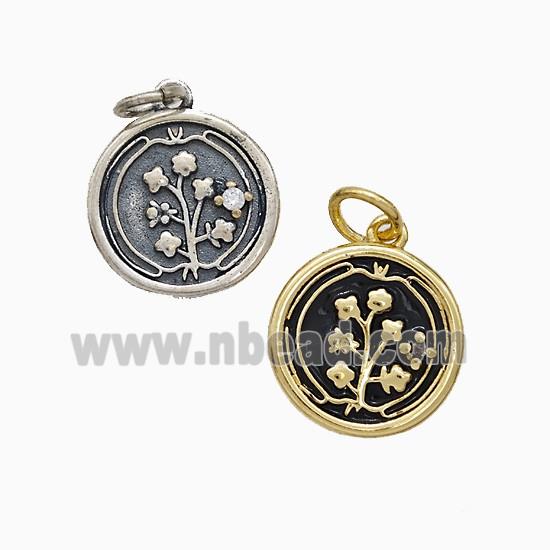 Copper Flower Pendant Painted Mixed