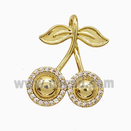 Copper Cherry Pendant Pave Zirconia Gold Plated
