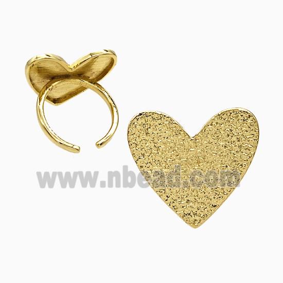 Copper Heart Rings Corrugated Gold Plated