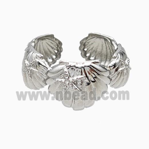 Copper Scallop Shell Rings Platinum Plated