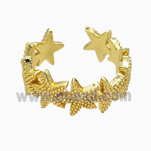 Copper Starfish Rings Gold Plated