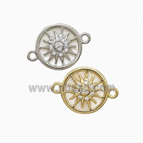 Copper Sun Connector Pave Zirconia Shell Mixed