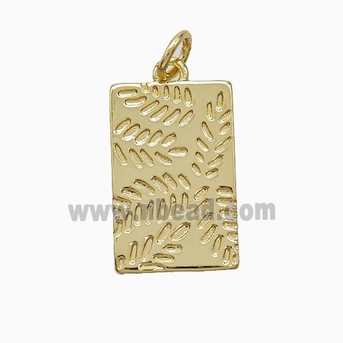 Copper Leaf Pendant Rectangle Gold Plated