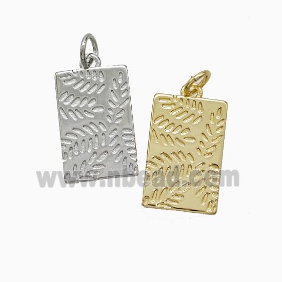 Copper Leaf Pendant Rectangle Mixed