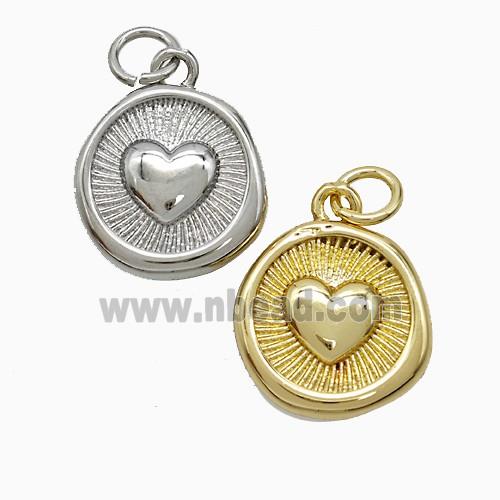 Copper Heart Pendant Circle Mixed